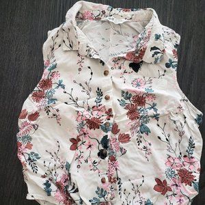 H & M girls crop tie vest, floral, size 14